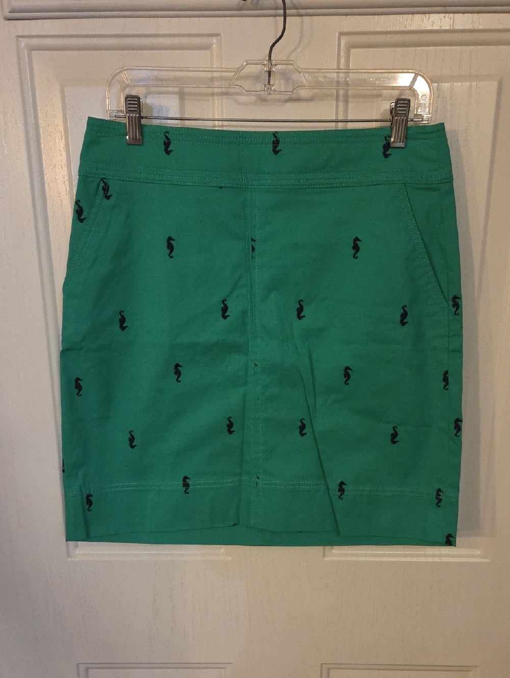 Talbots Green Embroidered Seahorse Women's Skirt Size 6